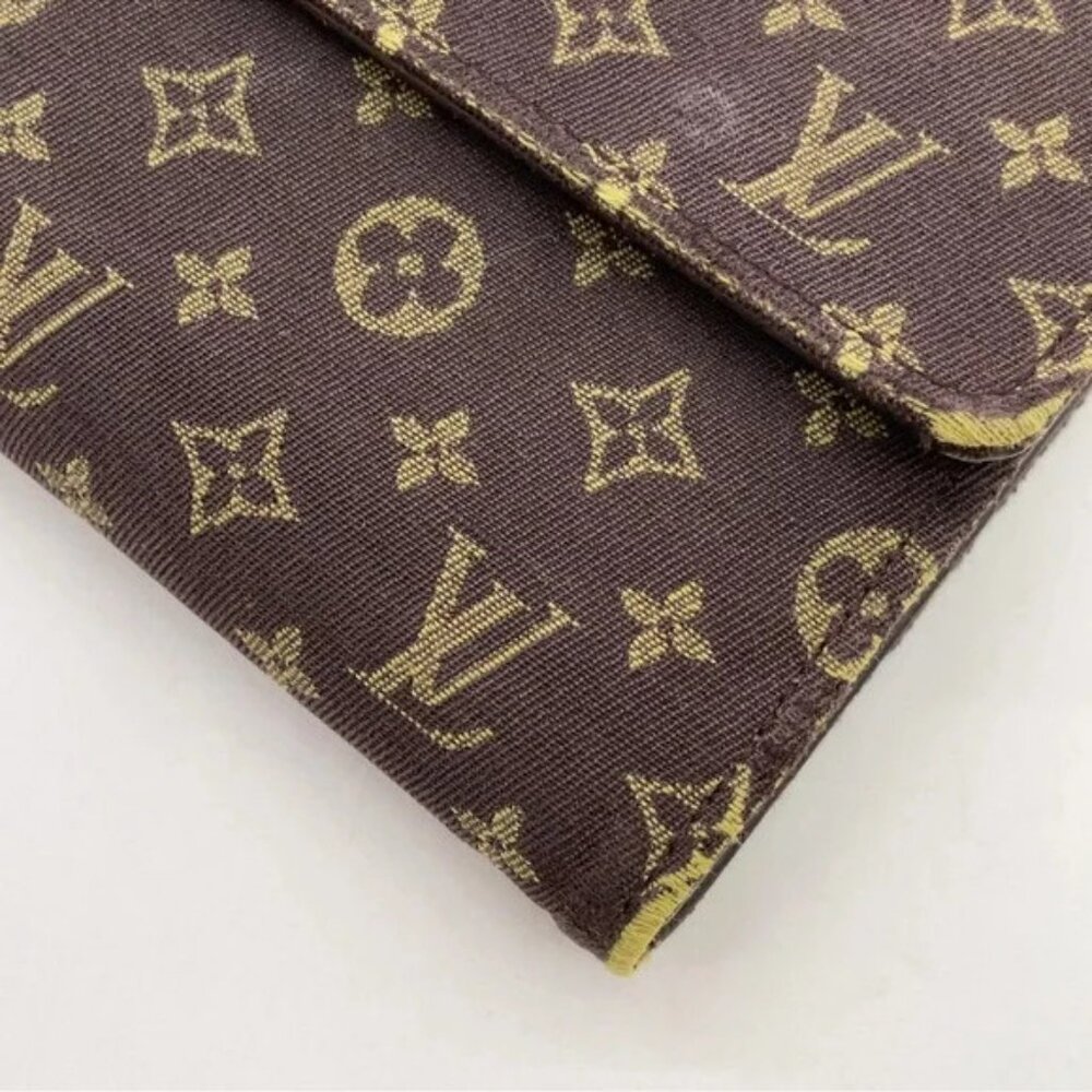 Louis Vuitton Monogram Mini Lin Portefeuille Sarah Wallet Brown w/ Box & Dusty - Picture 10 of 11
